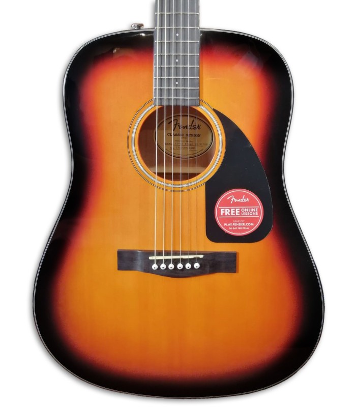 Foto do tampo da Guitarra Acústica Fender Dreadnought CD 60 V3 DS Sunburst Walnut