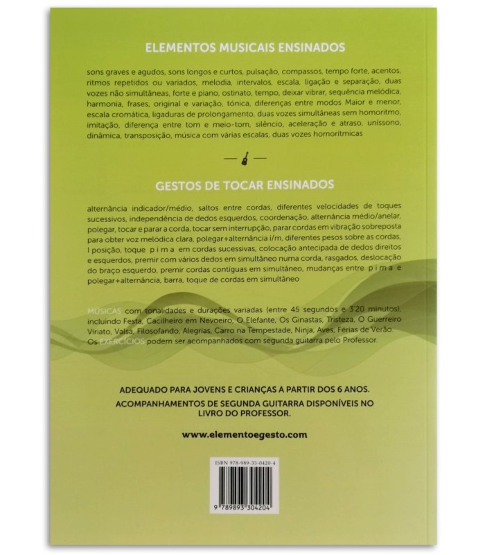 Photo of the Guitar Method Elemento e Gesto Eurico Pereira 2nd Edition backcover