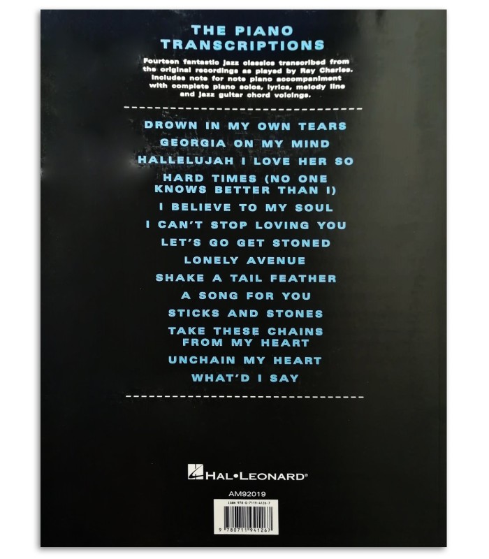 Foto de la contraportada del Libro Ray Charles The Piano Transcriptions