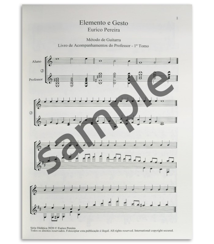 Photo of a sample from the Guitar Method Elemento e Gesto Eurico Pereira Teacher's Book