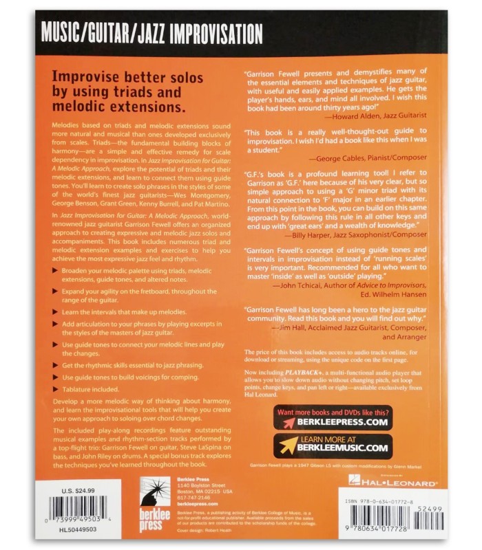 Foto da contracapa do livro Jazz Improvisation for Guitar Garrison Fewell