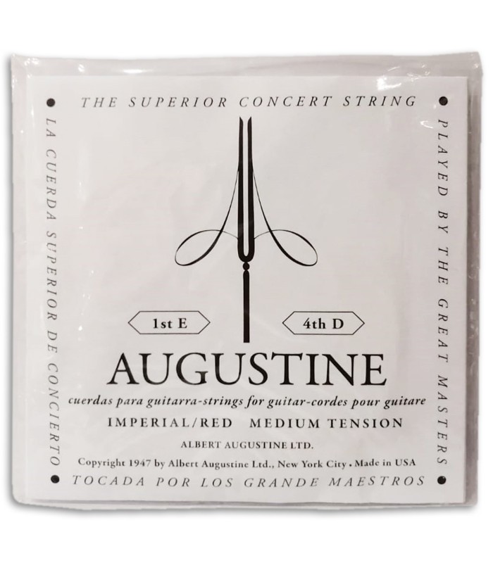 Photo of the String Set Augustine Imperial Red Medium High Tension packaged strings