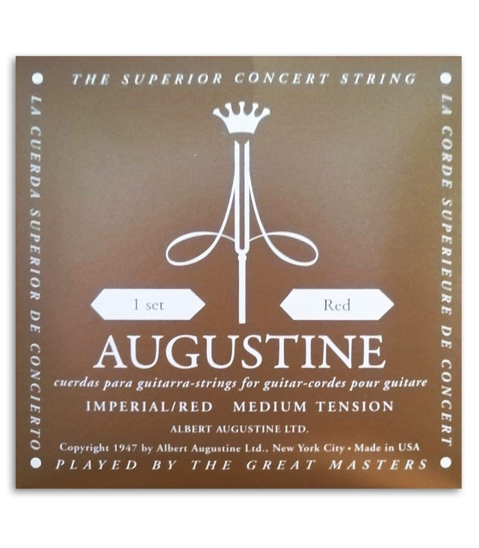 Capa da embalagem do Jogo de Cordas Augustine Imperial Red Tensão Média Alta