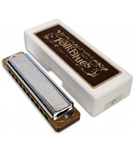 Photo of the Harmonica Lee Oskar model Tombo Folk Blues in A with the case