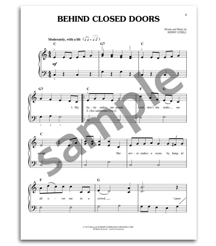 Foto de una muestra del libro First 50 Country Songs You Should Play On the Piano