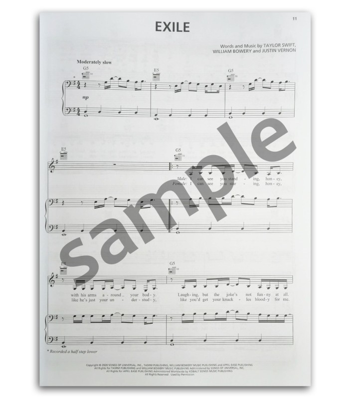 Photo of a sample from the Taylor Swift Folklore's book