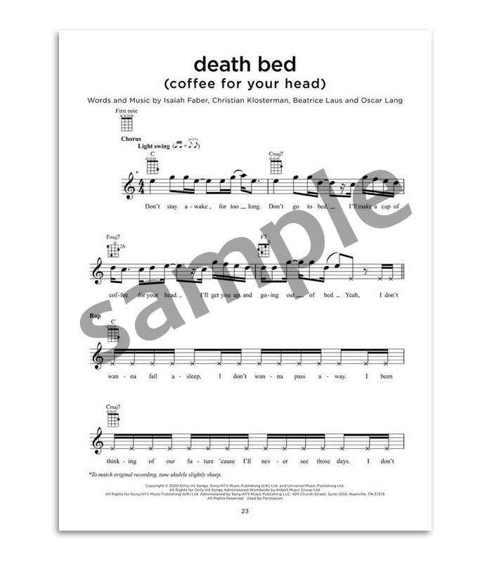 Foto de uma amostra do livro Top Hits 2020 Ukulele