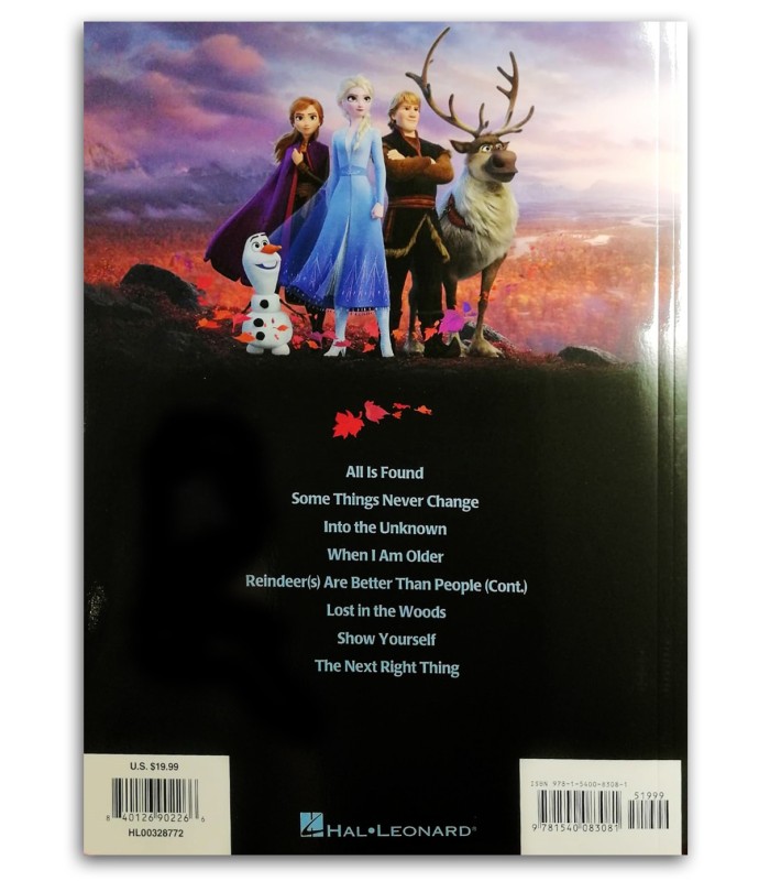 Photo of the Frozen 2 Piano Vocal Guitar's book backcover
