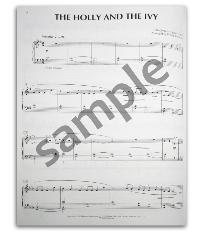 Photo of a sample from the Calm Chrismas Piano's book