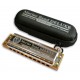 Photo of the Harmonica Hohner Marine Band de Luxe in C with a case