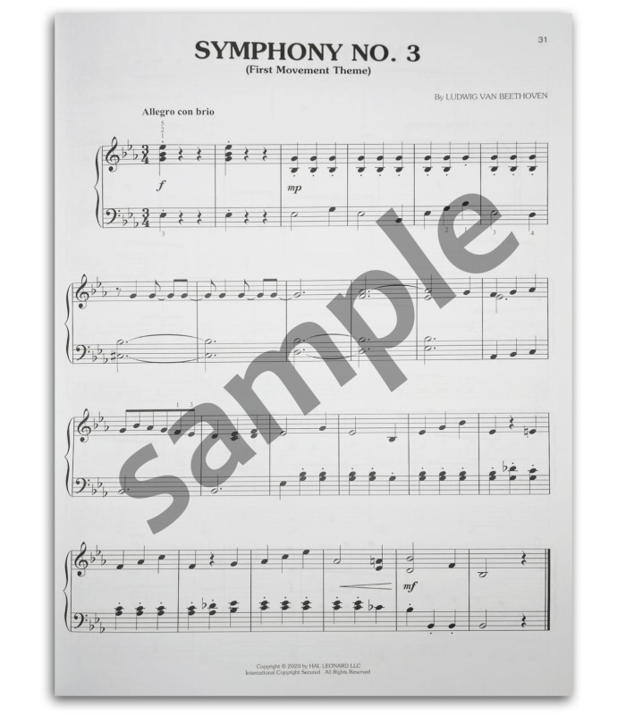 Photo of a sample from the Beethoven Classics for Easy Piano's book