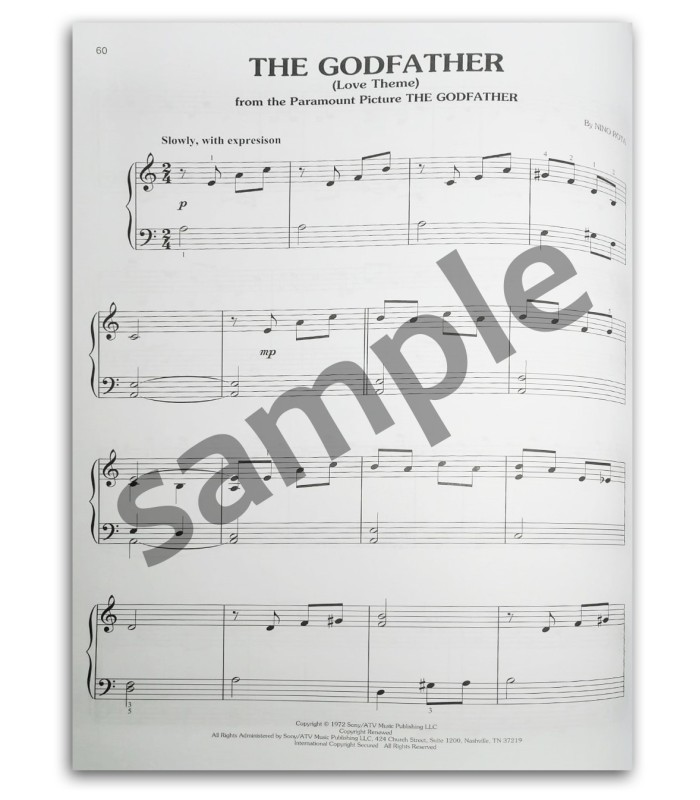 Photo of a sample from the First 50 Movies Themes You Should Play on Piano's book