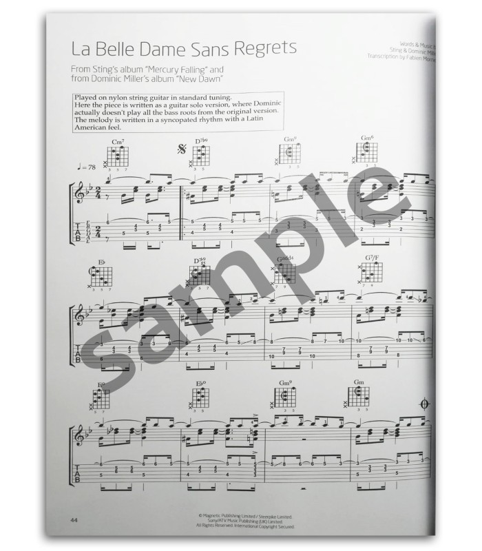 Foto de una muestra del libro Best of Dominic Miller for Guitar