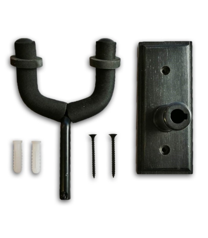Foto das partes do Suporte de Parede BSX Preto para Guitarra