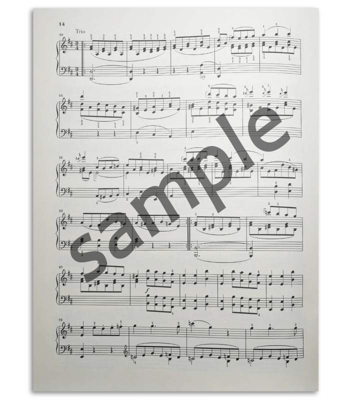 Photo of a sample from the Mozart Turkish March Sonata A M KV331's book