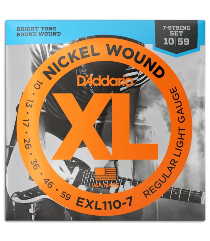 Foto de la portada del embalaje del Juego de Cuerdas Daddário modelo EXL110-7
