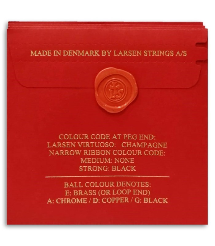 Photo of the Violin String Set Larsen series Virtuoso's backcover