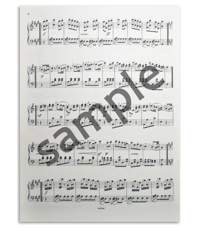 Photo of a sample from the Mozart Turkish March Sonata A M KV331's book