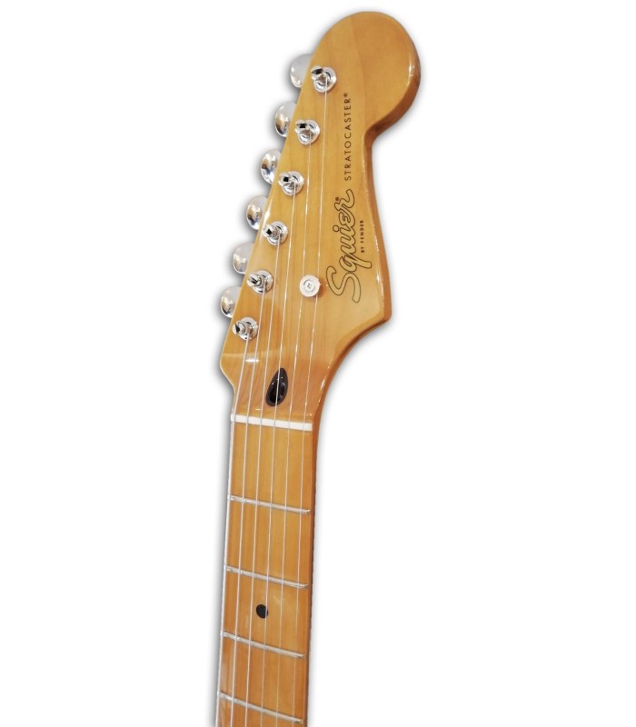 Foto de la cabeza de la Guitarra Eléctrica Fender Squier modelo Classic Vibe Stratocaster 50S White Blond