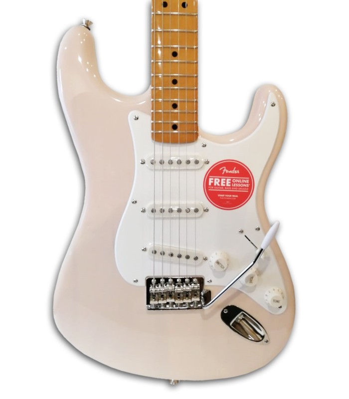 Photo of the body of the Fender Electric Guitar Squier model Classic Vibe Stratocaster 50S White Blond