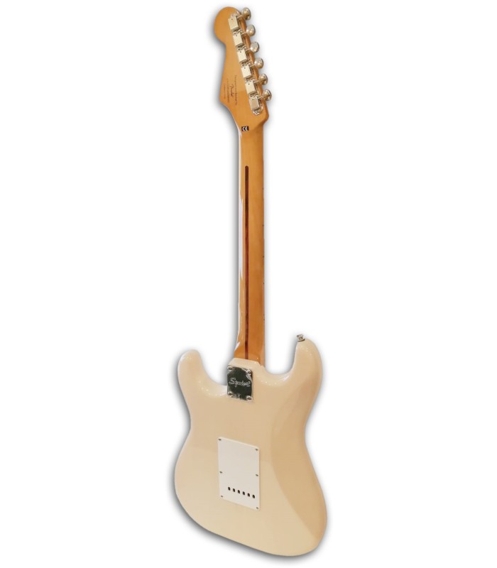 Photo of the back of the Fender Electric Guitar Squier model Classic Vibe Stratocaster 50S White Blond