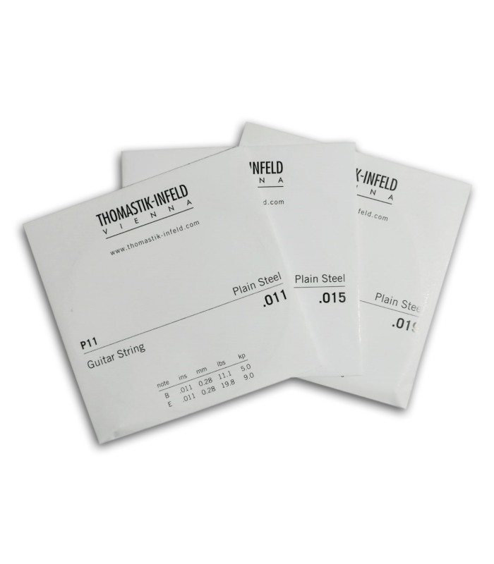 Photo of the first 3 strings of the Thomastik Electric Jazz Guitar String Set 011 BB-111 Bebop