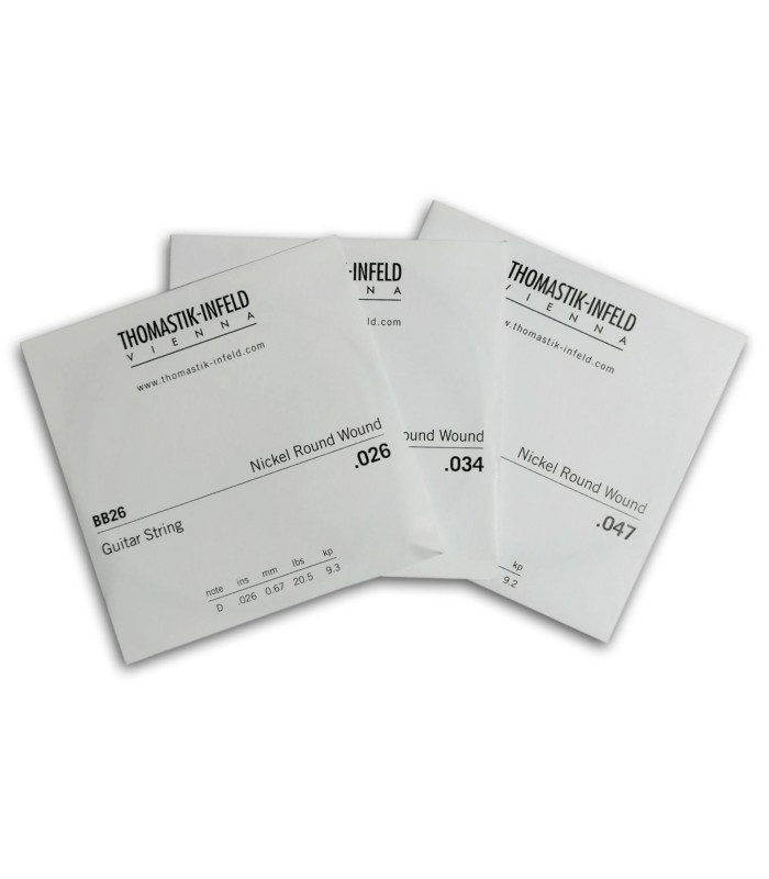 Photo of the package of the 3 last strings from the Thomastik Electric Jazz Guitar String Set 011 BB-111 Bebop