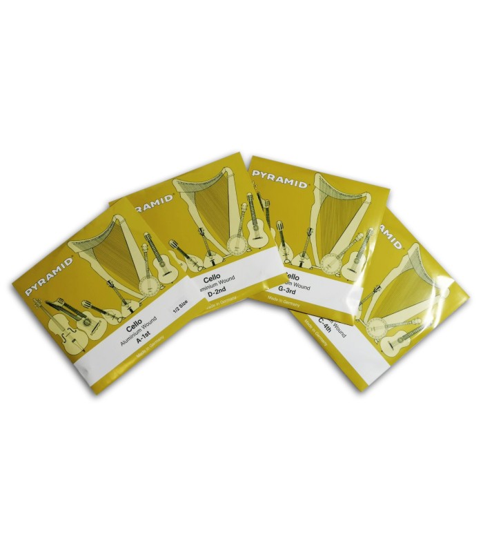 Photo of the Pyramid Cello Strings Set 170100 1/2's individual strings packages