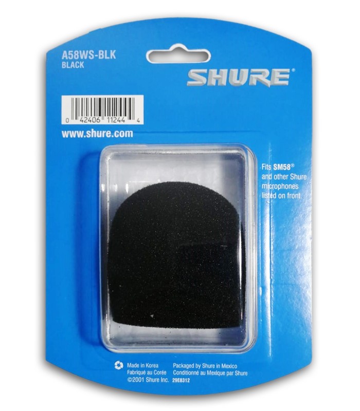Photo of the other side of the Microphone Protection Shure A58WS Windscreen inside it's package