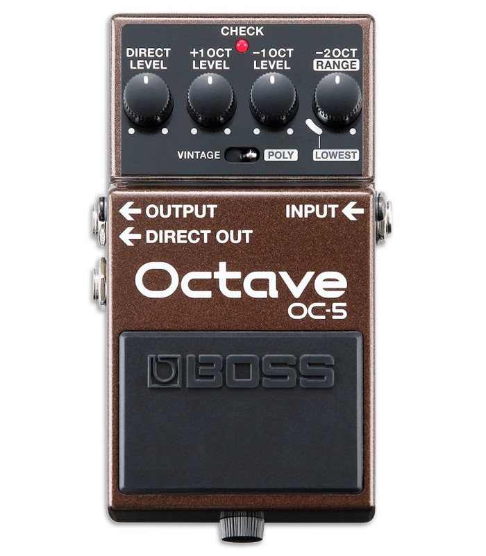 Photo detail of the Pedal Boss model OC-5 Octave's controls