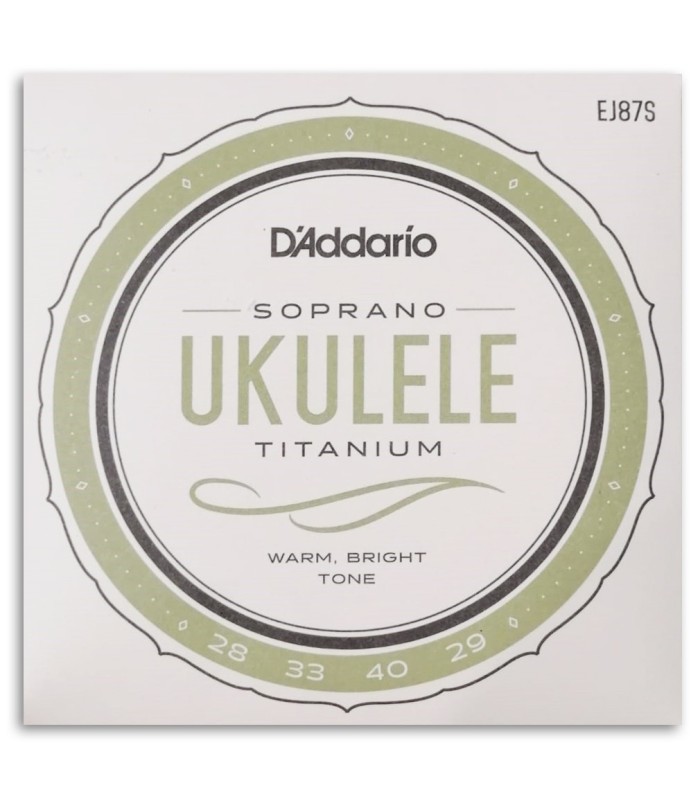Foto de la portada del embalaje del Juego de Cuerdas DAddario modelo EJ87S para Ukelele Soprano