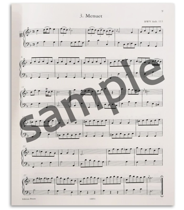 Photo of a sample from the Peters Edition Notebook Anna Magdalena Bach EP4546´s book