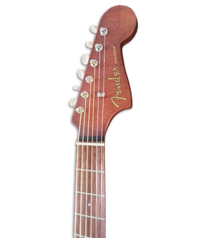 Foto de la cabeza de la Guitarra Acústica Fender modelo Sonoran Mini All Mahogany