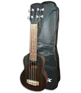 Foto do Ukulele Soprano Laka modelo VUS5BL em cor Azul com o Saco