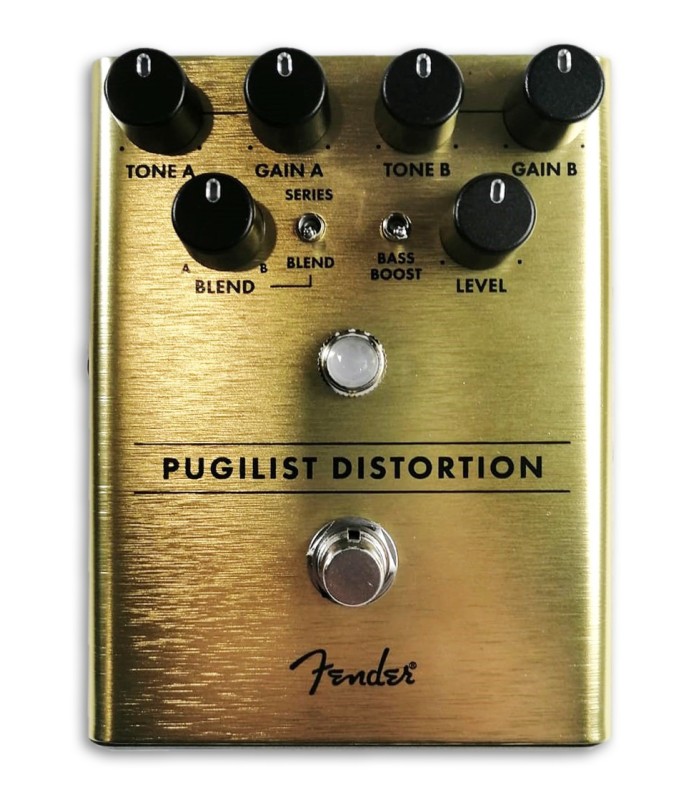 Foto dos controlos do Pedal Fender modelo Pugilist Distortion
