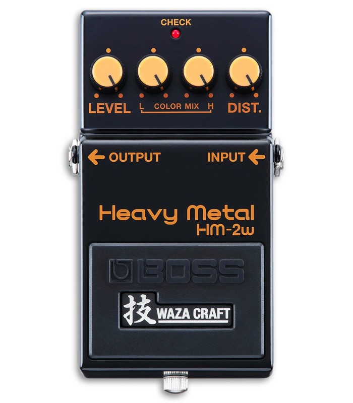 Photo of the Pedal Boss model HM-2W Heavy Metal Distortion's controls