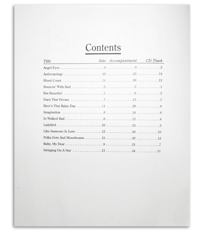 Photo of the Solo Plus Standards & Jazz Clarinet Book/CD's book index