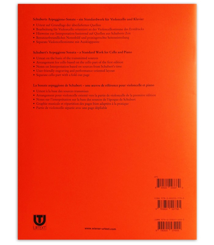 Foto da contracapa do livro Schubert Sonate fur Arppegione und Klavier