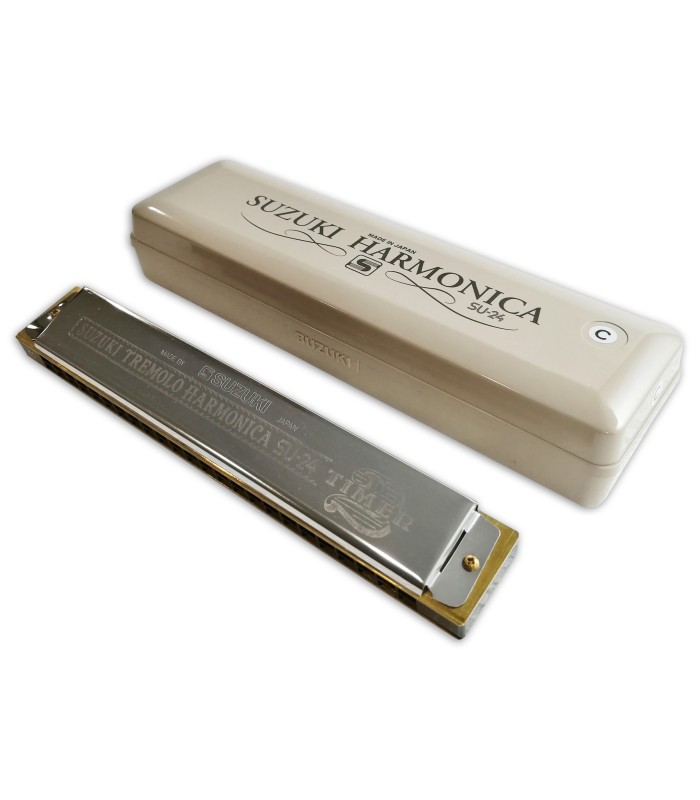 Foto de la Armónica Suzuki modelo SU24C 2 Timer Tremolo en Dó con el estuche