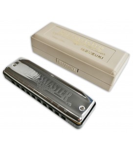 Photo of the Harmonica Suzuki model MR250C Bluesmaster in C with it's case