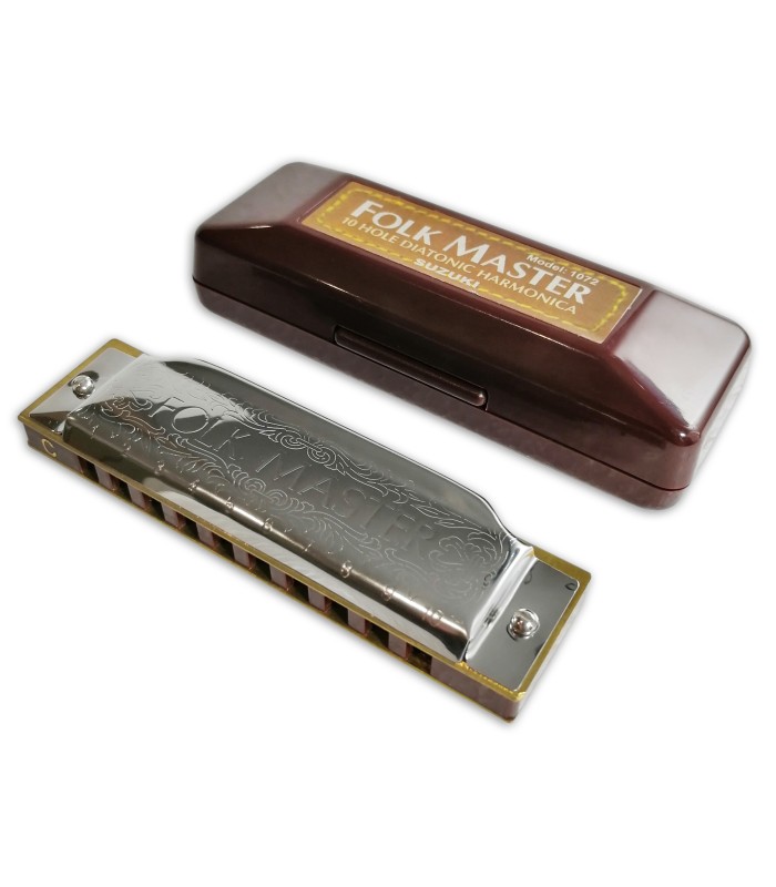 Photo of the harmonica Suzuki 1072C Folk Master in C with it's case
