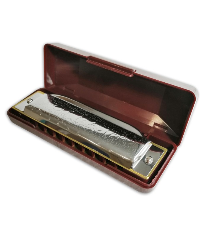 Photo of the harmonica Suzuki 1072C Folk Master in C inside it's case
