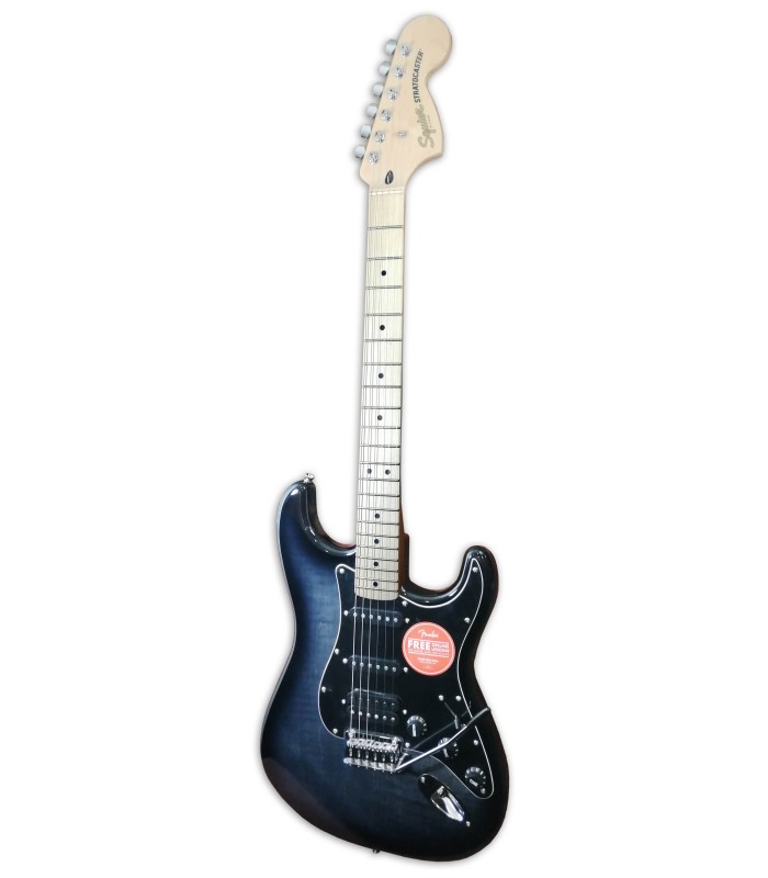 Foto da guitarra elétrica Fender Squier modelo Affinity Stratocaster FMT HSS MN BBST