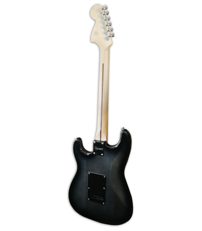 Foto das costas da guitarra elétrica Fender Squier modelo Affinity Stratocaster FMT HSS MN BBST