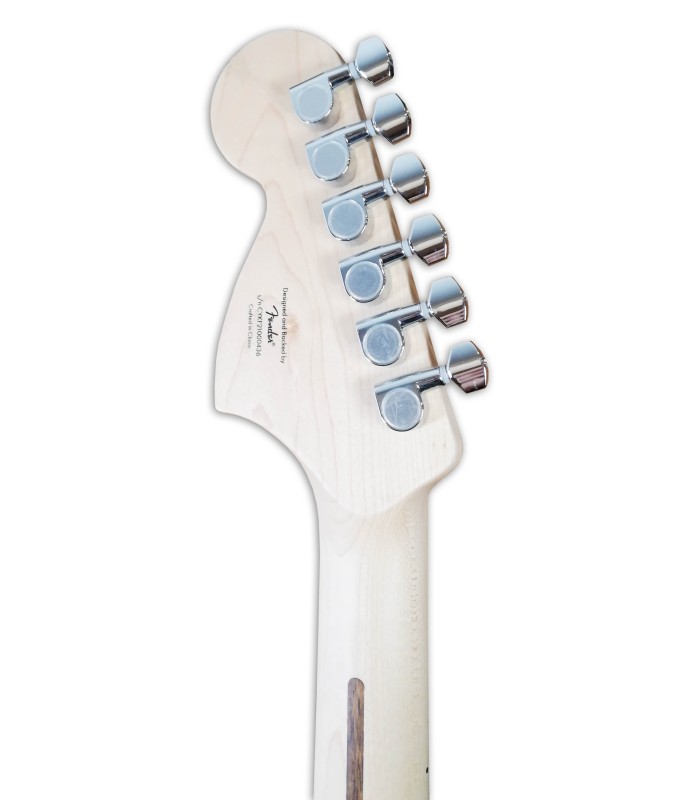 Foto del clavijero de la guitarra eléctrica Fender Squier modelo Affinity Stratocaster FMT HSS MN BBST