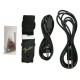 Foto dos acessórios do pack Fender Squier modelo Aff Strat HSS LPB amplificador 15G acessórios