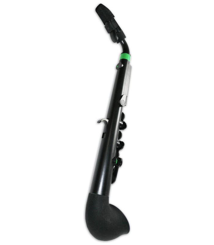 Foto detalle del apoyo de pulgar del saxofono Nuvo Jsax modelo N-520JBGN negro y verde