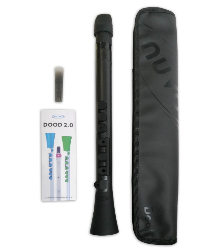 Foto del clarinete Nuvo N430 DBBK Dood, de la funda, la caña y el folleto