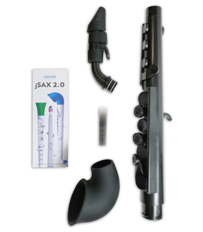 Partes separadas del saxofón Nuvo Jsax N520JBBK en color negro