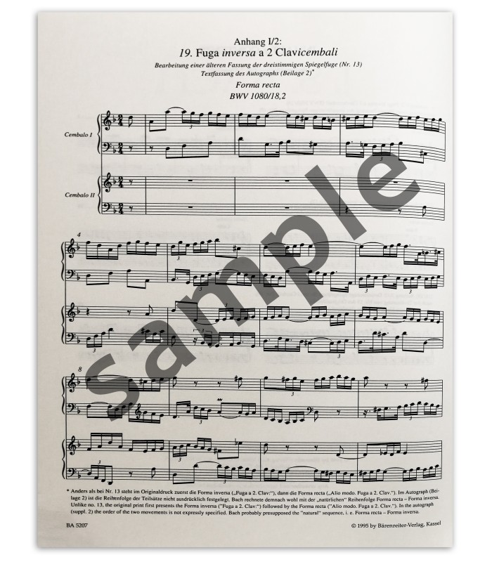 Amostra do anexo do livro Bach the art of fugue BWV 1080